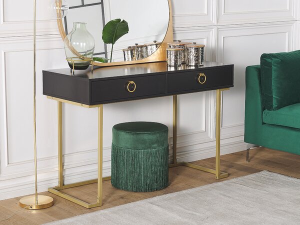 Konzolasztal WESTPORT Fekete/arany 115 cm 50 cm fiókokkal