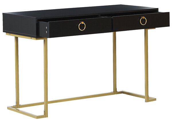 Konzolasztal WESTPORT Fekete/arany 115 cm 50 cm fiókokkal