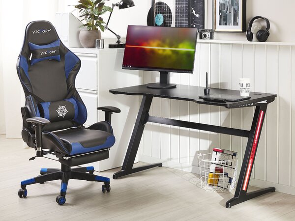 Gamer asztal DARFUR Fekete 120 cm 60 cm RGB LED