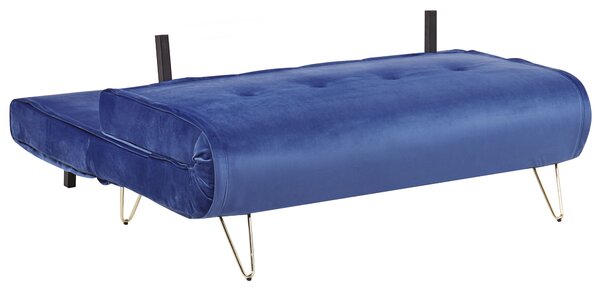 Kanapéágy 2 személyes VESTFOLD Bársony Tengerészkék