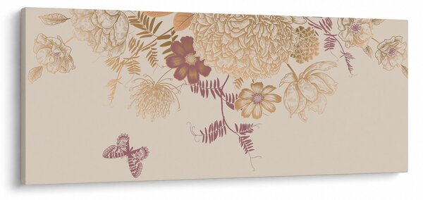 Kép - szüret virágok és pillangók (120x50 cm)