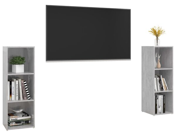 2 db betonszürke szerelt fa TV-szekrény 107 x 35 x 37 cm