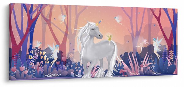 Kép - egyszarvú alatt egy varázslatos erdőben (120x50 cm)