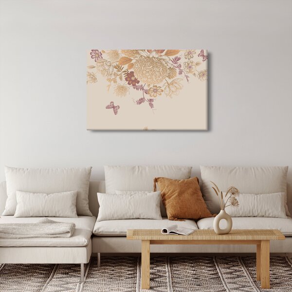 Kép - szüret virágok és pillangók (90x60 cm)