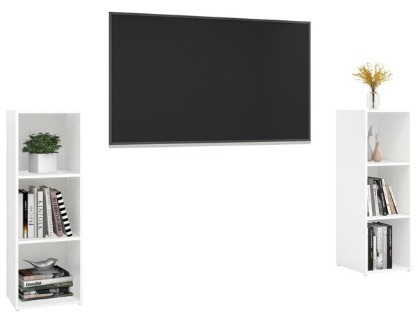 2 db fehér szerelt fa TV-szekrény 107 x 35 x 37 cm