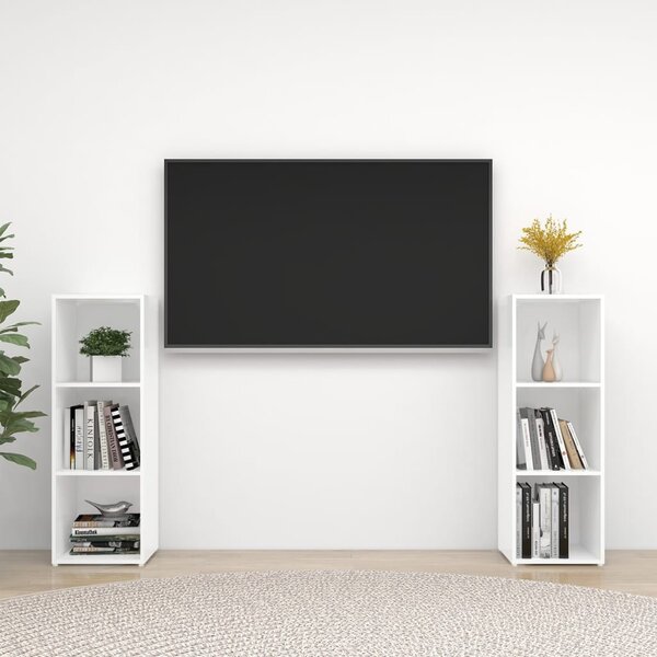 2 db fehér szerelt fa TV-szekrény 107 x 35 x 37 cm