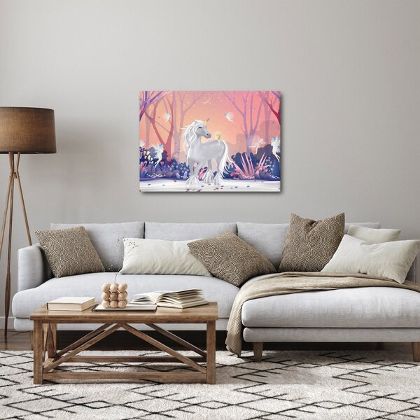 Kép - egyszarvú alatt egy varázslatos erdőben (70x50 cm)