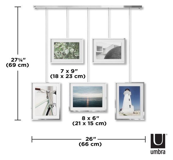 Ezüstszínű fém fali képkeret szett 5 db-os 66x69 cm Exhibit – Umbra