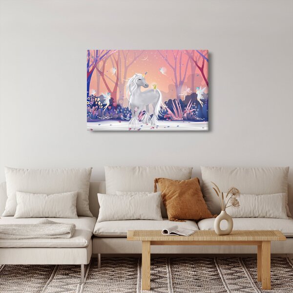 Kép - egyszarvú alatt egy varázslatos erdőben (90x60 cm)