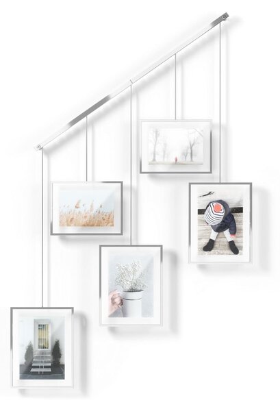 Ezüstszínű fém fali képkeret szett 5 db-os 66x69 cm Exhibit – Umbra