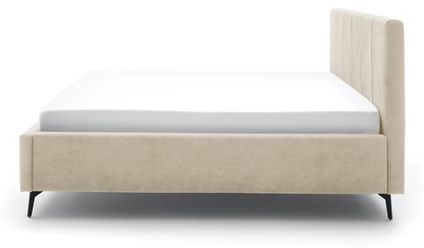 Bézs kárpitozott ágyneműtartós franciaágy ágyráccsal 180x200 cm Lizzano – Meise Möbel