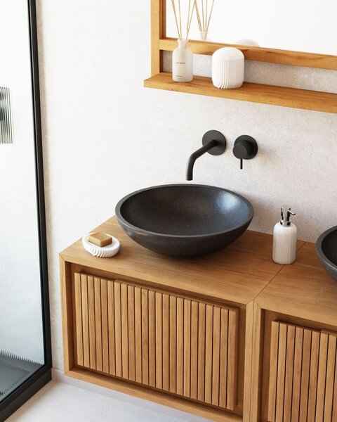 Sunday fekete terrazzo mosdókagyló, ø 40 cm - Kave Home