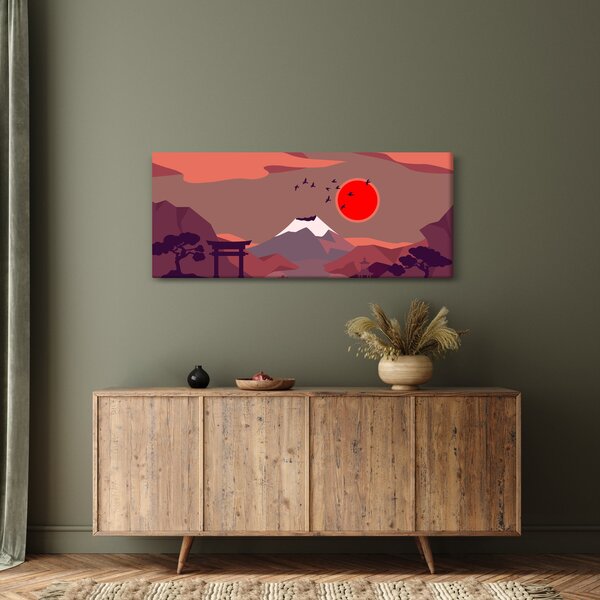 Kép - A Fuji-hegy illusztrációi (120x50 cm)