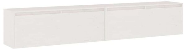 2 darab fehér tömör fenyőfa faliszekrény 100 x 30 x 35 cm