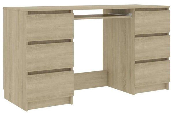 Modern Íróasztal Sonoma Tölgy - 6 Fiók - 140x50x77 cm