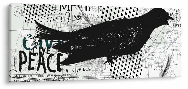 Kép - Street art - madár (120x50 cm)