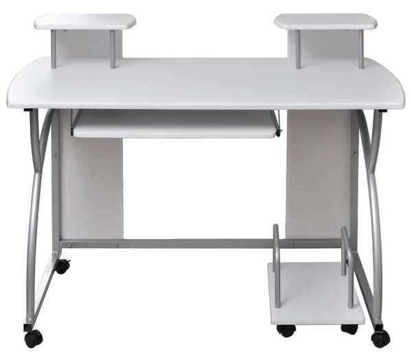 VidaXL Fehér Számítógépasztal - Kerekes - 110x52x88.5cm