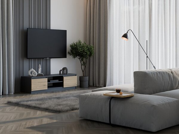 TV szekrény Musecalo 140 (antracit + artisan tölgy)