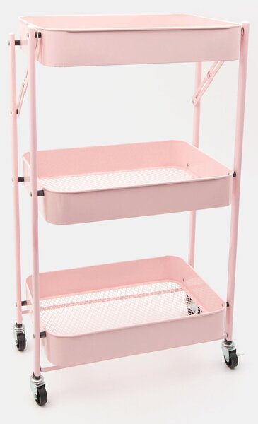 Sinsay - Háromszintes fém polc kerekeken - pasztellpink