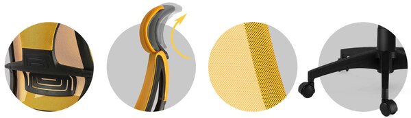 Sofotel Praga micro-hálós ergonomikus Irodai szék - Sárga, Fekete