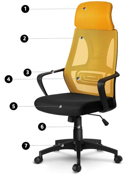 Sofotel Praga micro-hálós ergonomikus Irodai szék - Sárga, Fekete