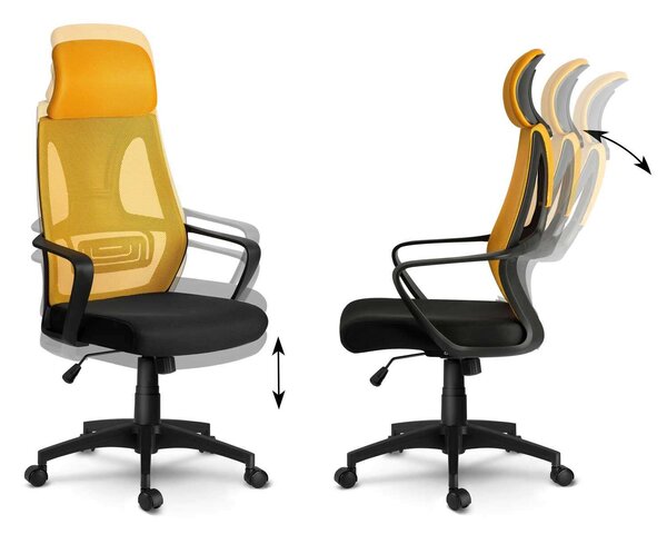 Sofotel Praga micro-hálós ergonomikus Irodai szék - Sárga, Fekete