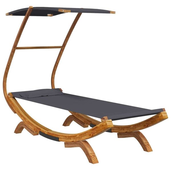 VidaXL Fa Napozóágy Baldachinnal - Antracit - 190cm