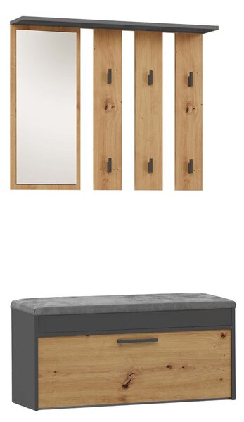 Z0ND0 Előszoba szett Puntuable 1 (antracit + artisan tölgy) (tükörrel). Akció -20%. 1132552
