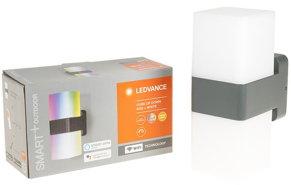 Ledvance Smart+ WIFI Cube RGBW kültéri fali LED lámpa IP44 13,5W 3000K 900lm 11x20,5cm