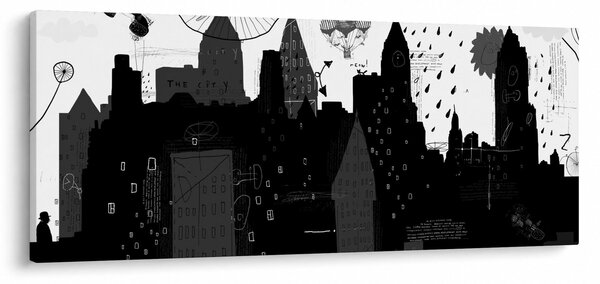 Kép - Város feliratokkal és mintákkal (120x50 cm)