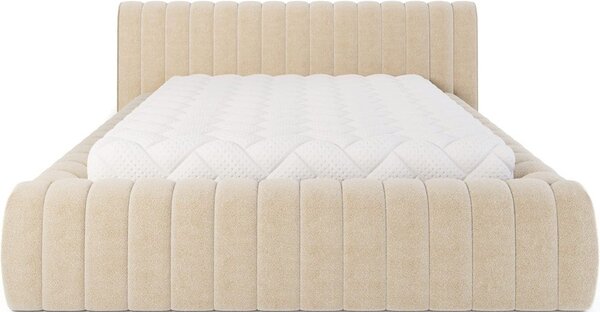 Bézs kárpitozott ágyneműtartós franciaágy ágyráccsal 180x200 cm Carilla – ELTAP