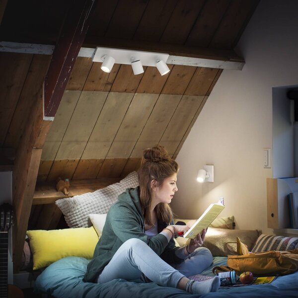 Philips Hue Runner LED spotlámpa, 3 izzós, dimmelő kapcsoló, fehér, dimmelhető, Fehér / opál, Nappali / Étkező, Alumínium, Modern
