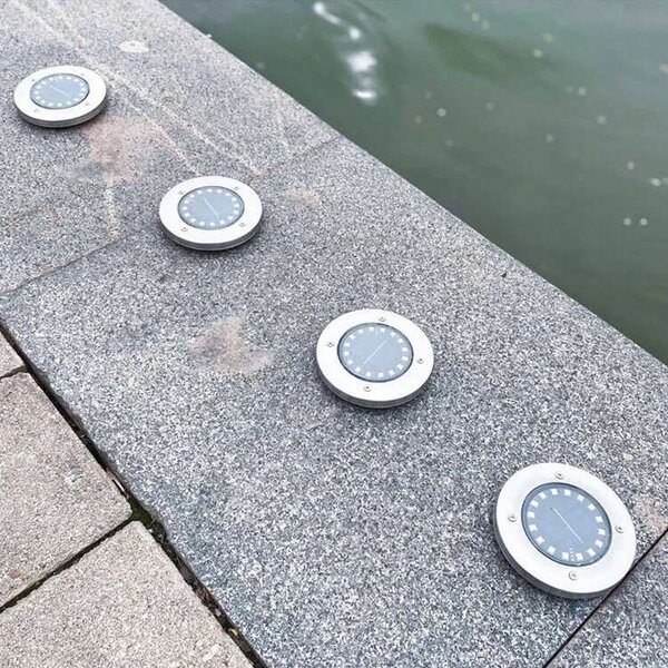 Polifach 16 LED-es süllyesztett Napelemes Lámpa 12,6cm (P-216) - ezüst