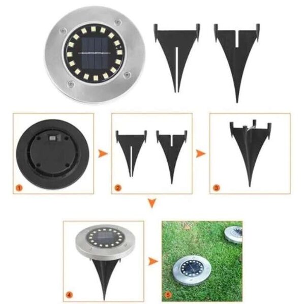 Polifach 16 LED-es süllyesztett Napelemes Lámpa 12,6cm (P-216) - ezüst