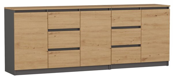 Komód szett (2 db.) Cervantina 1 (antracit + artisan tölgy)