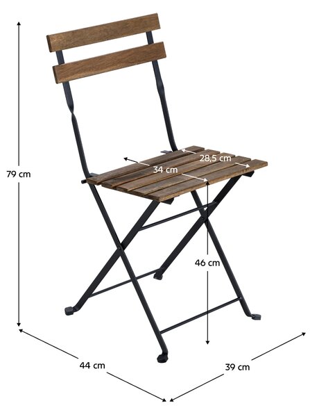 KONDELA Kerti szett 1+2, akác/fekete, SEDAN TYP 1