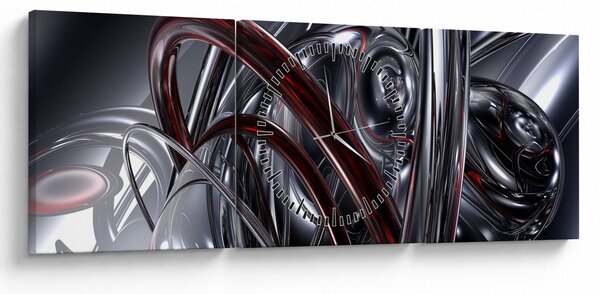 Szürke absztrakció kép (órával) (90x30 cm)
