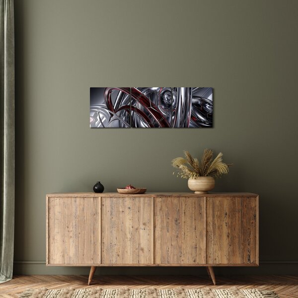 Szürke absztrakció kép (órával) (90x30 cm)