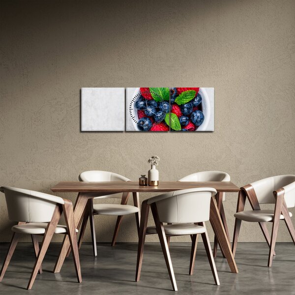 Kép - tál erdei gyümölccsel (órával) (90x30 cm)