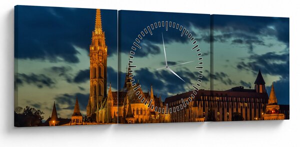 Kivilágított épületek képe (órával) (90x30 cm)