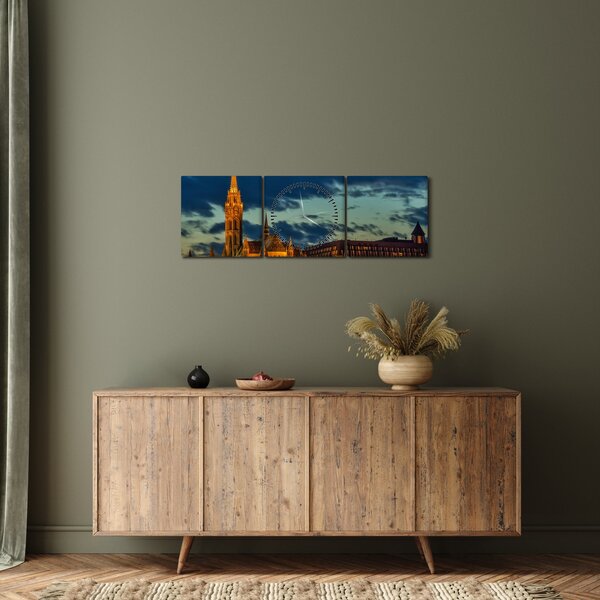 Kivilágított épületek képe (órával) (90x30 cm)