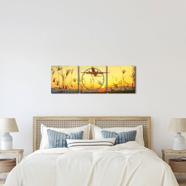 Repülő repülőgép képe (órával) (90x30 cm)