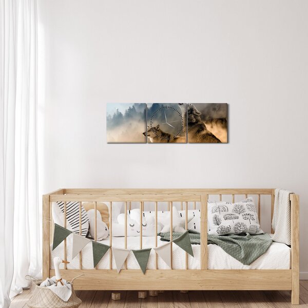 Farkasok üvöltése a holdra képe (órával) (90x30 cm)