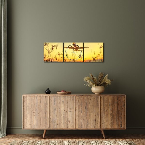 Repülő repülőgép képe (órával) (90x30 cm)