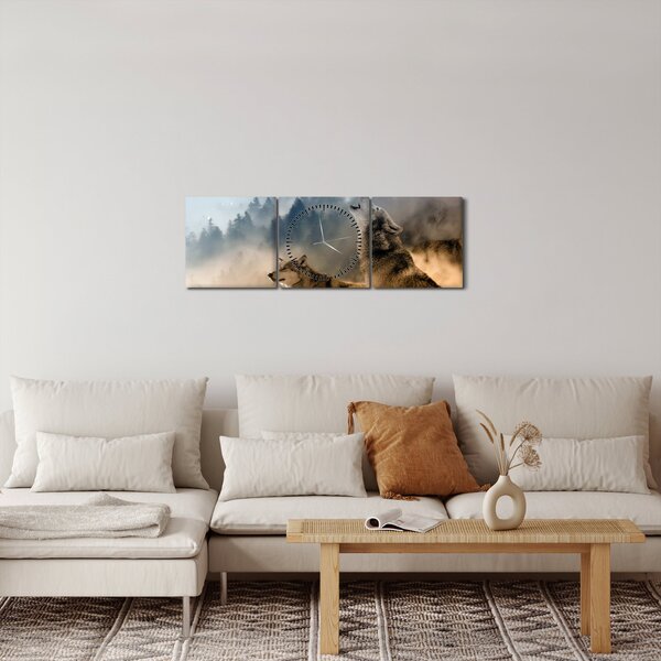 Farkasok üvöltése a holdra képe (órával) (90x30 cm)