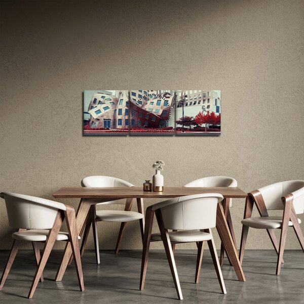 Kép - építészeti épület (órával) (90x30 cm)