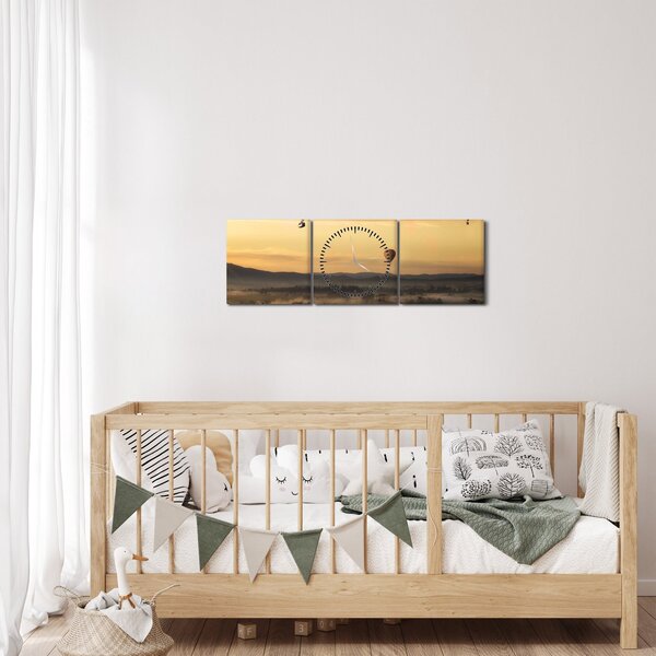 Kép - repülő léggömbök (órával) (90x30 cm)