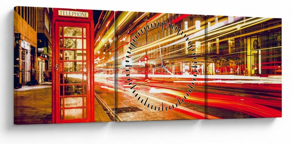 Piros londoni telefonfülke képe (órával) (90x30 cm)