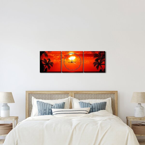 Kép - naplemente repülőgéppel (órával) (90x30 cm)