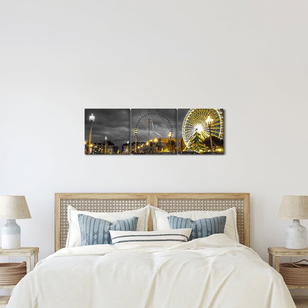Óriáskerék a szürkületbe képe (órával) (90x30 cm)